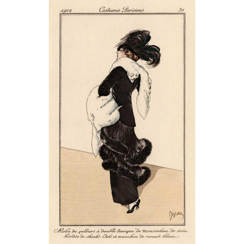 Vintage French Fashion I White Modern Wood Framed Art Print by Unknown