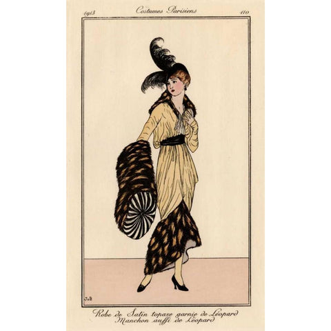Vintage French Fashion II Gold Ornate Wood Framed Art Print with Double Matting by Unknown