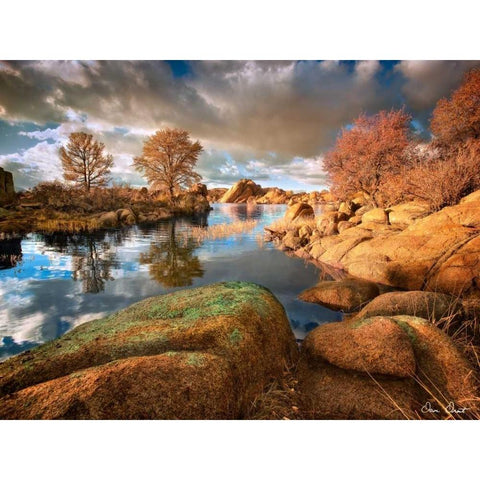 Rocky Lake I Black Modern Wood Framed Art Print with Double Matting by Drost, David