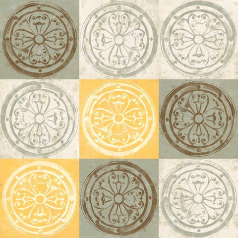 Yellow Squared I Gold Ornate Wood Framed Art Print with Double Matting by Saunders, Alonzo