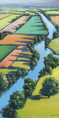 Flying Above I White Modern Wood Framed Art Print with Double Matting by Mica