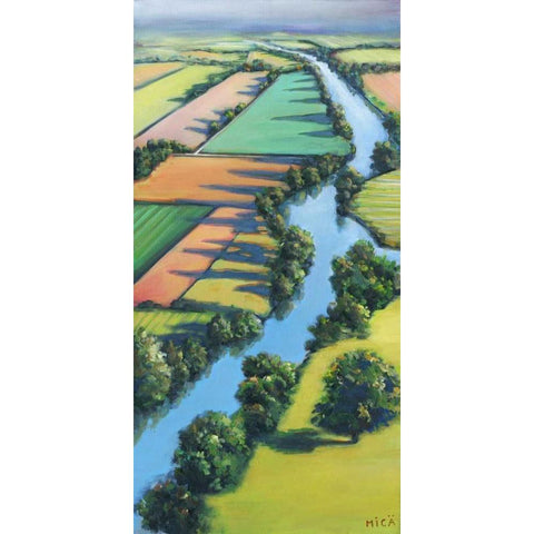 Flying Above I Black Modern Wood Framed Art Print by Mica