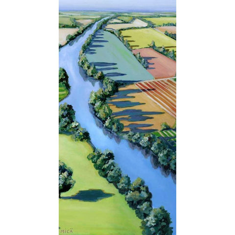 Flying Above II Black Modern Wood Framed Art Print with Double Matting by Mica