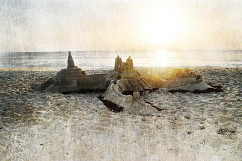 Sand Castle I White Modern Wood Framed Art Print with Double Matting by Chandler, Sharon