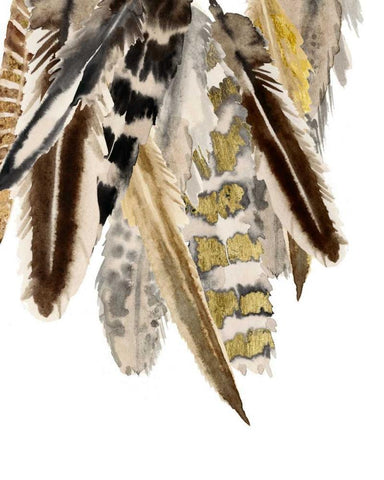 Custom Vintage Feathers I Black Ornate Wood Framed Art Print with Double Matting by Studio W.