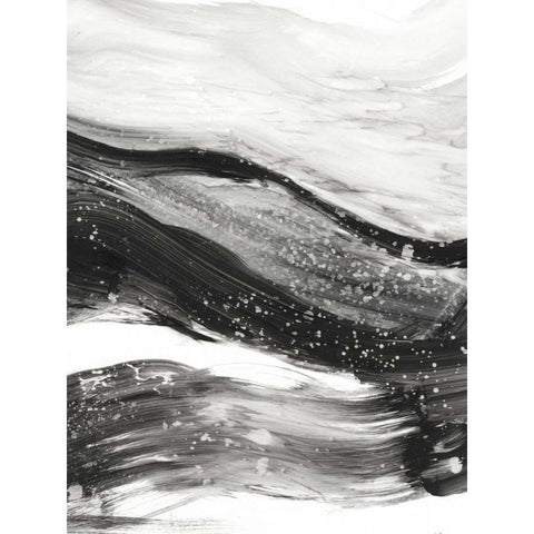 Black Waves I Black Modern Wood Framed Art Print with Double Matting by Harper, Ethan