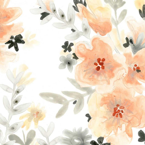Blush Garden II Black Modern Wood Framed Art Print with Double Matting by Vess, June Erica