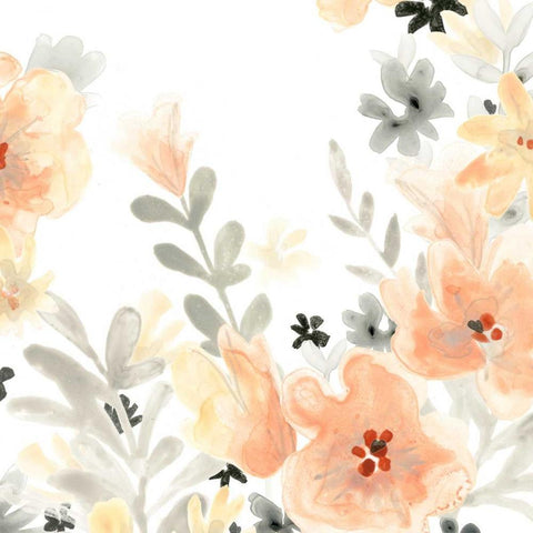 Blush Garden IV Black Ornate Wood Framed Art Print with Double Matting by Vess, June Erica