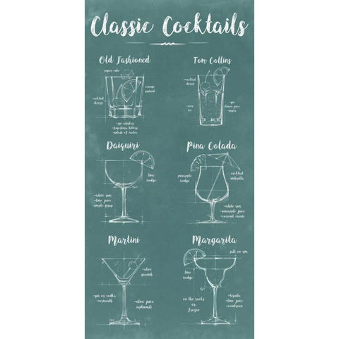 Mixology Infograph Black Modern Wood Framed Art Print with Double Matting by Harper, Ethan