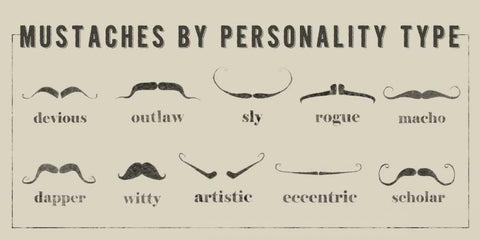 Mustaches Personalities White Modern Wood Framed Art Print with Double Matting by Johnson, Jason