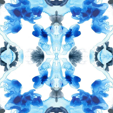 Blue Kaleidoscope IV White Modern Wood Framed Art Print by Vess, June Erica