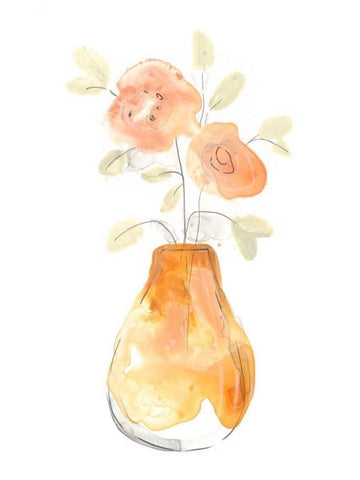 Blossom Pop Study II White Modern Wood Framed Art Print with Double Matting by Vess, June Erica