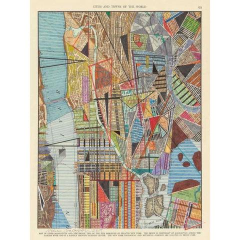 Modern Map of New York I Black Modern Wood Framed Art Print with Double Matting by Galapon, Nikki