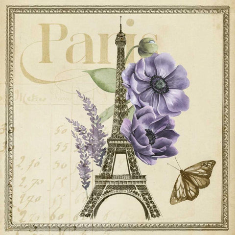 Paris Ephemera VI Black Ornate Wood Framed Art Print with Double Matting by Popp, Grace