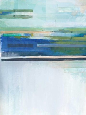 Blue Lapis Waterfall I White Modern Wood Framed Art Print with Double Matting by Jerry, Alison