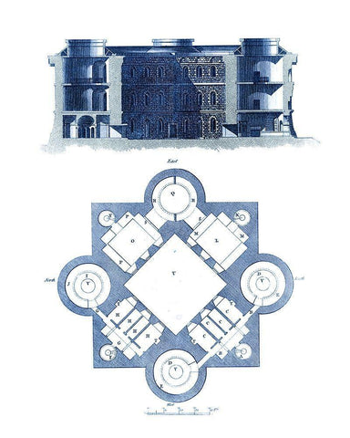 Custom Architectural Blueprint II White Modern Wood Framed Art Print with Double Matting by George, Andrew Cook