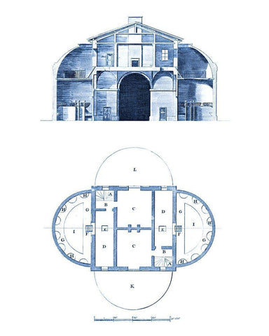 Custom Architectural Blueprint V Black Ornate Wood Framed Art Print with Double Matting by George, Andrew Cook