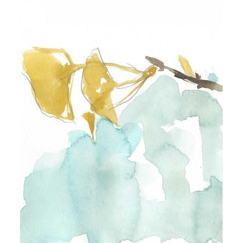 Ginkgo on Dusty Teal I White Modern Wood Framed Art Print by Goldberger, Jennifer