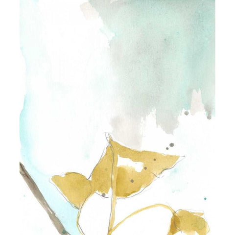 Ginkgo on Dusty Teal III White Modern Wood Framed Art Print by Goldberger, Jennifer