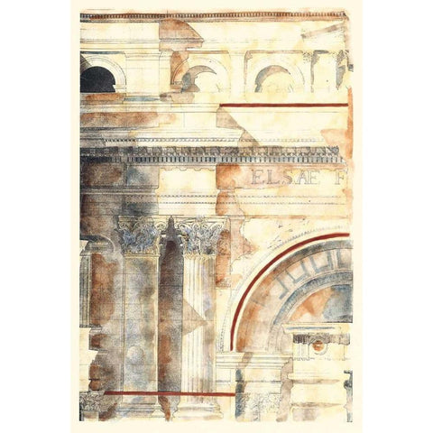 Classical Architecture I GOLD Black Modern Wood Framed Art Print by Vision Studio