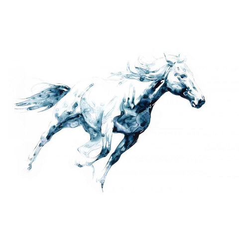 Sapphire Gallop I Black Modern Wood Framed Art Print by Chapman, Julie T.