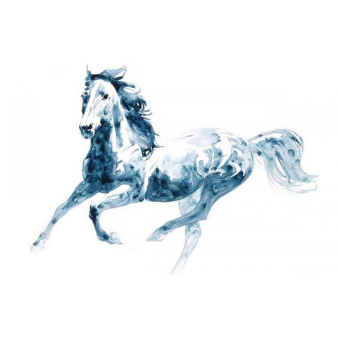 Sapphire Gallop II Gold Ornate Wood Framed Art Print with Double Matting by Chapman, Julie T.