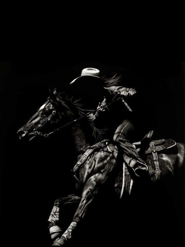 Scratchboard Rodeo I White Modern Wood Framed Art Print with Double Matting by Chapman, Julie T.