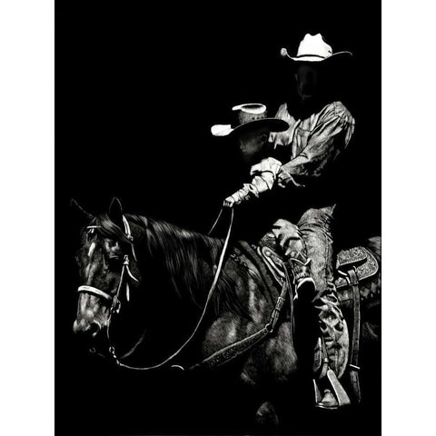 Scratchboard Rodeo II White Modern Wood Framed Art Print by Chapman, Julie T.