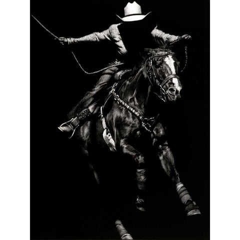Scratchboard Rodeo III Black Modern Wood Framed Art Print by Chapman, Julie T.