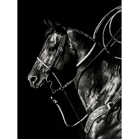 Scratchboard Rodeo V Gold Ornate Wood Framed Art Print with Double Matting by Chapman, Julie T.