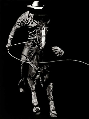 Scratchboard Rodeo VIII White Modern Wood Framed Art Print with Double Matting by Chapman, Julie T.