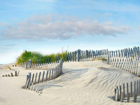 Beachscape III White Modern Wood Framed Art Print with Double Matting by McLoughlin, James