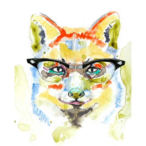 Smarty-Pants Fox Black Modern Wood Framed Art Print by Goldberger, Jennifer