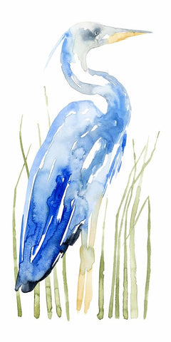 Blue Watercolor Heron II Black Ornate Wood Framed Art Print with Double Matting by Popp, Grace