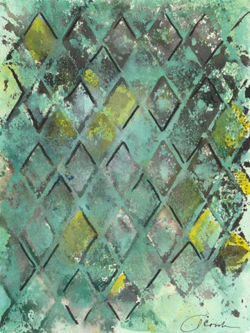 Lattice in Green II Black Ornate Wood Framed Art Print with Double Matting by Combs, Joyce
