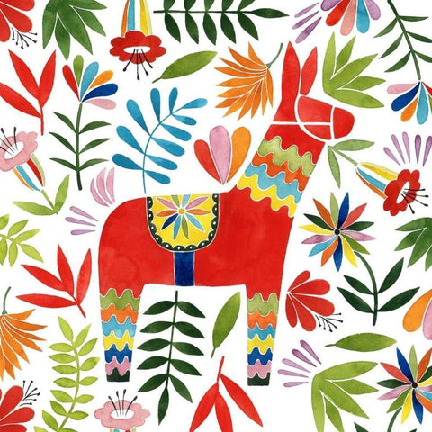 Festive Otomi II White Modern Wood Framed Art Print by Popp, Grace