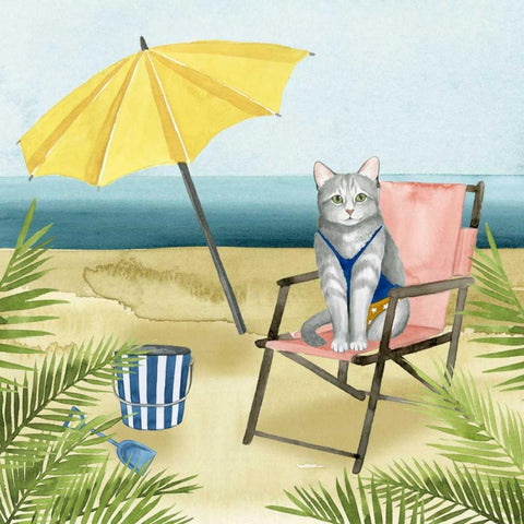 Coastal Kitties II Black Ornate Wood Framed Art Print with Double Matting by Popp, Grace