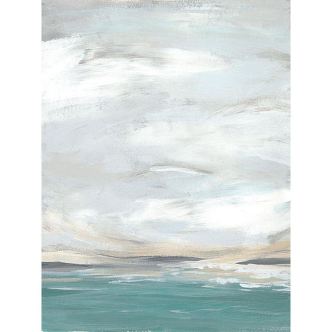 Seafoam Vista II Black Modern Wood Framed Art Print with Double Matting by Vess, June Erica