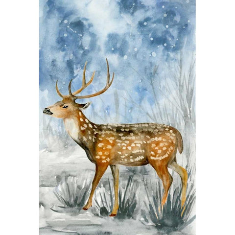 Snowy Night II Black Modern Wood Framed Art Print with Double Matting by Wang, Melissa