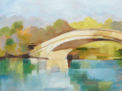 Park Bridge II White Modern Wood Framed Art Print with Double Matting by Harper, Ethan