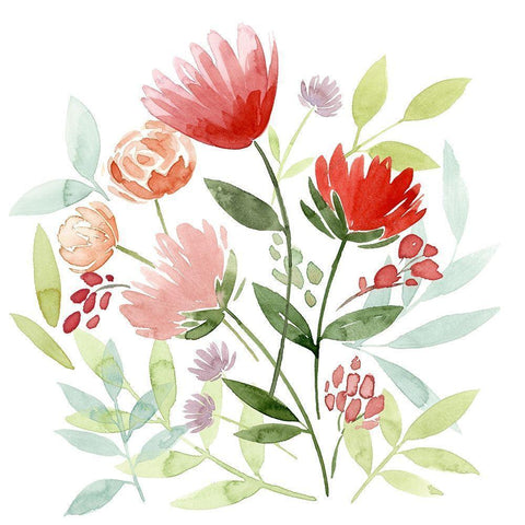 Country Bouquet I White Modern Wood Framed Art Print by Popp, Grace