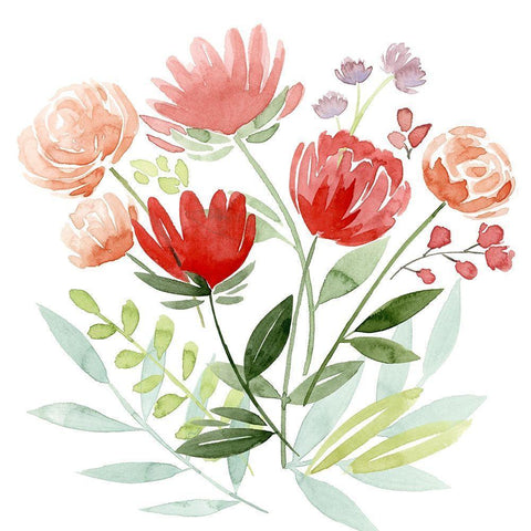 Country Bouquet II White Modern Wood Framed Art Print with Double Matting by Popp, Grace