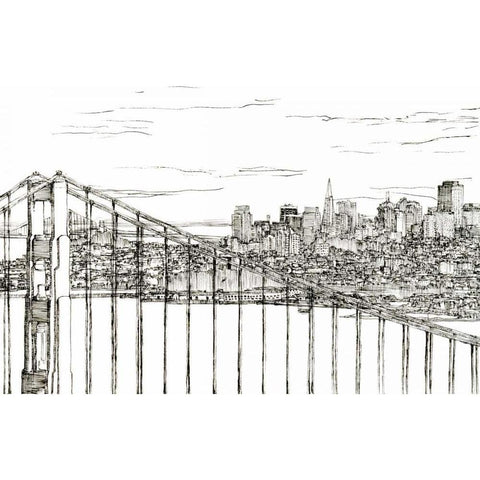 Skyline Sketch II White Modern Wood Framed Art Print by Wang, Melissa