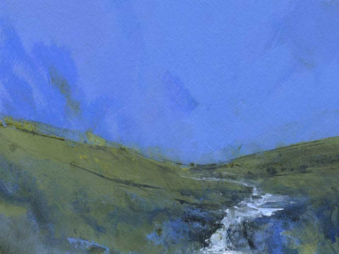 Afon Claerwen White Modern Wood Framed Art Print with Double Matting by Bailey, Paul