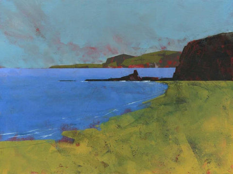 Ceredigion Cliffs White Modern Wood Framed Art Print with Double Matting by Bailey, Paul