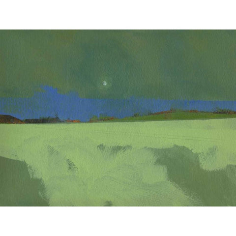 Green Moon Rising Black Modern Wood Framed Art Print with Double Matting by Bailey, Paul