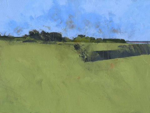 Riverfront Trees White Modern Wood Framed Art Print with Double Matting by Bailey, Paul