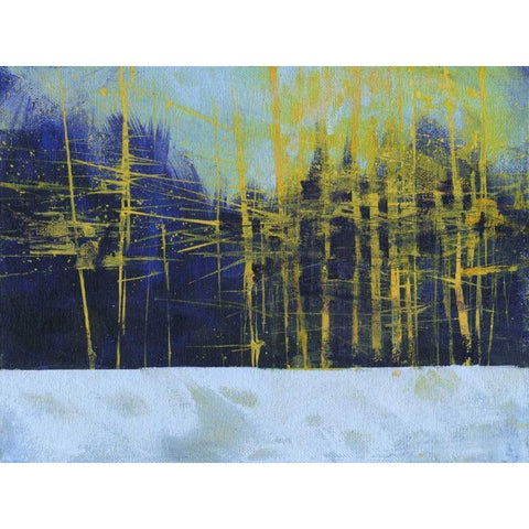 Golden Winter Pines Black Modern Wood Framed Art Print with Double Matting by Bailey, Paul