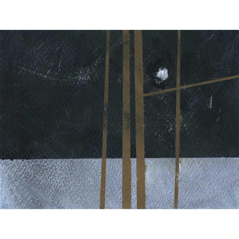 Four Trees and the Moon I Black Modern Wood Framed Art Print with Double Matting by Bailey, Paul