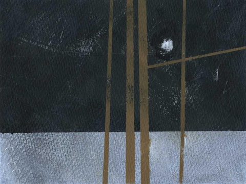 Four Trees and the Moon I White Modern Wood Framed Art Print with Double Matting by Bailey, Paul